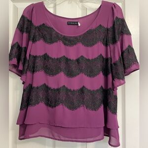 Purple and Black Lace Top